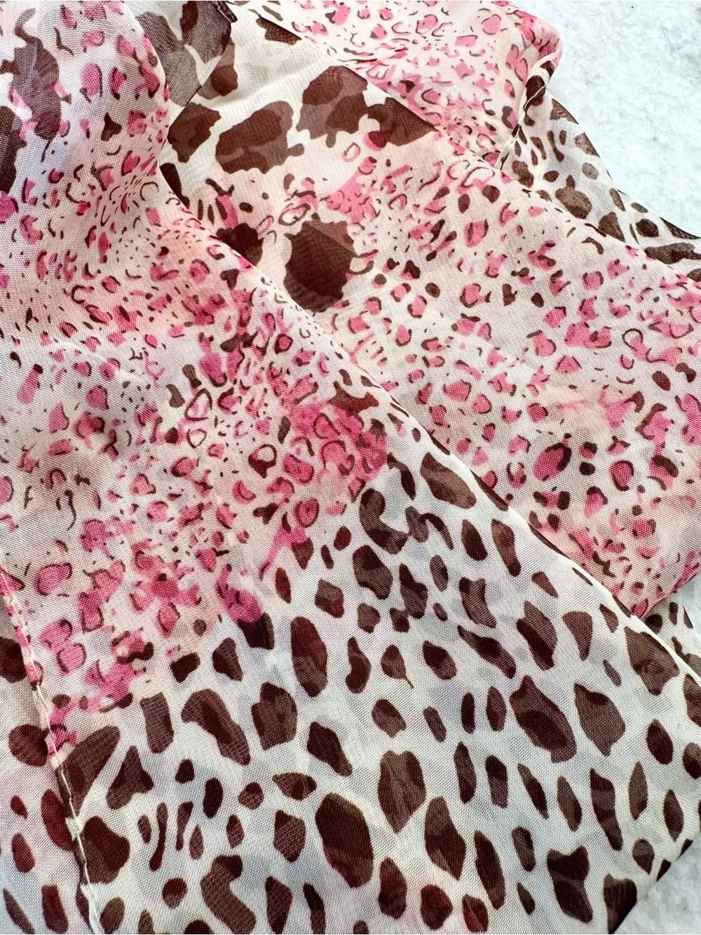 New Pink & Brown Leopard Animal Print Lightweight Fashion Scarf - 58” x 19”